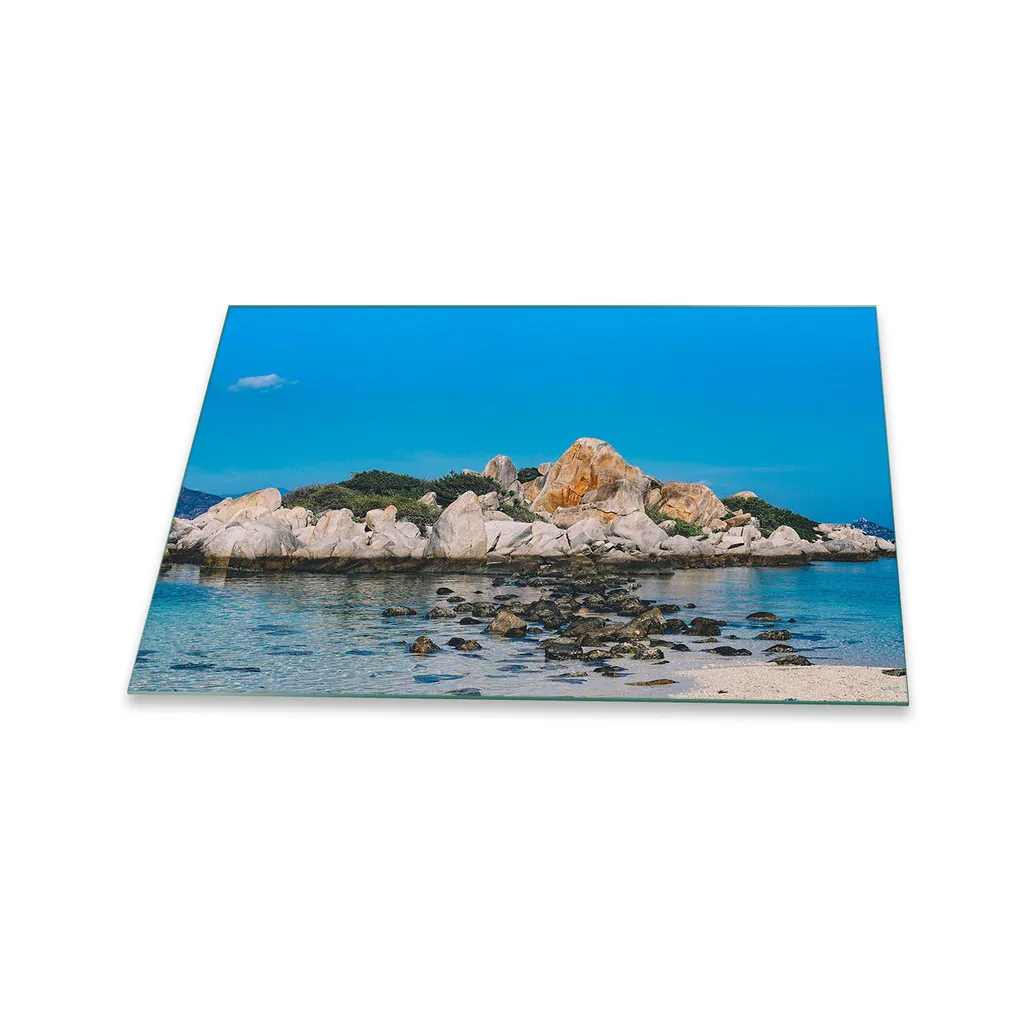 Piastra Copri Piano Cottura 80x52 Sea Blue - Vetro Deco Design Mare