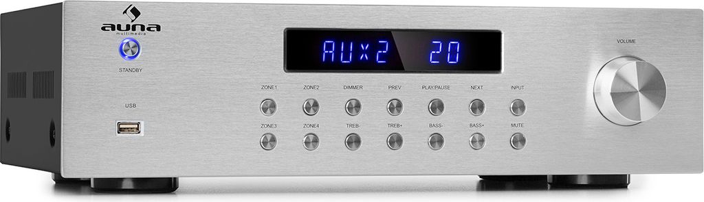 Auna Verstärker, HiFi Stereo Mini Verstärker, HiFi-Verstärker mit Bass & Treble Regler, 4 Kanal Audio-Verstärker, Stereo-Verstärker & Lautspre...