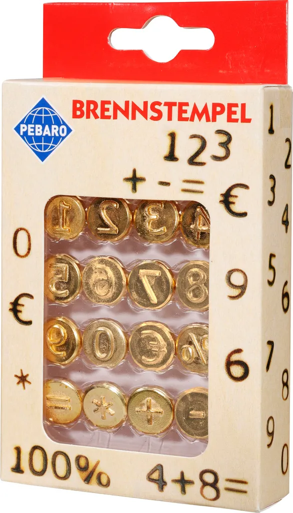 Pebaro Set de tampons à graver - Chiffres et signes - 16 pièces Hobby