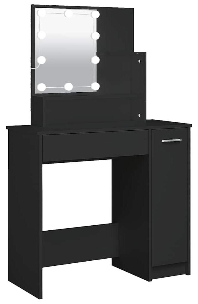 vidaXL Coiffeuse avec LED noir 86,5x35x136 cm Image du produit 