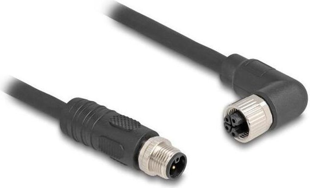 Delock - Sensorkabel - M12 (4-polig) (M) gerade zu M12 (4-polig) (W) rechtwinklig 12 A - 3,0m - silikonfrei, L-codiert