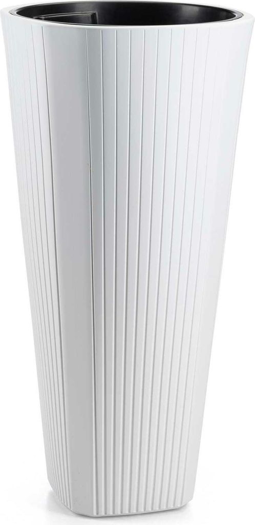 HowHomely | Pflanzkübel - Mora - 39x81 cm - Weiß - Modernes Design - Wetterfest und Leicht - Blumentöpfe