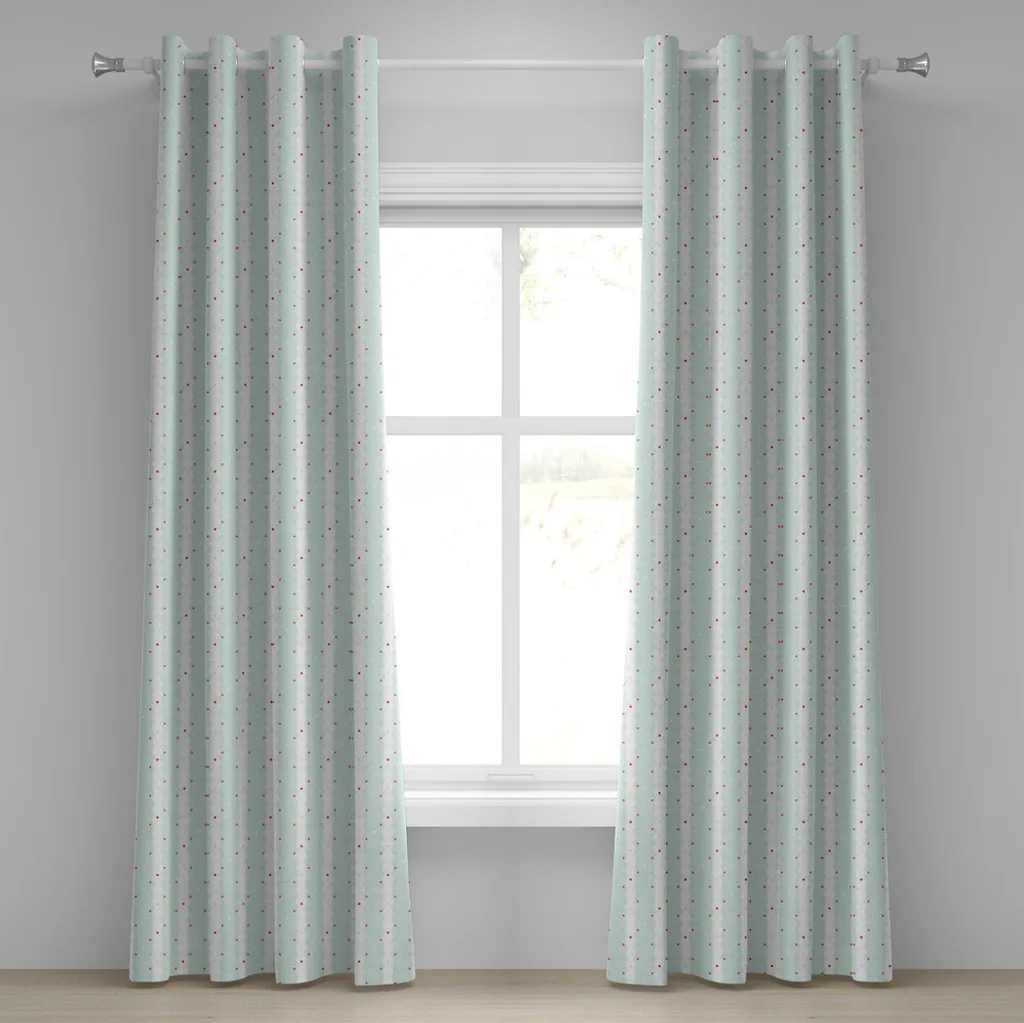 Paire de rideaux décoratifs style shabby chic bleu et orange 280x175
