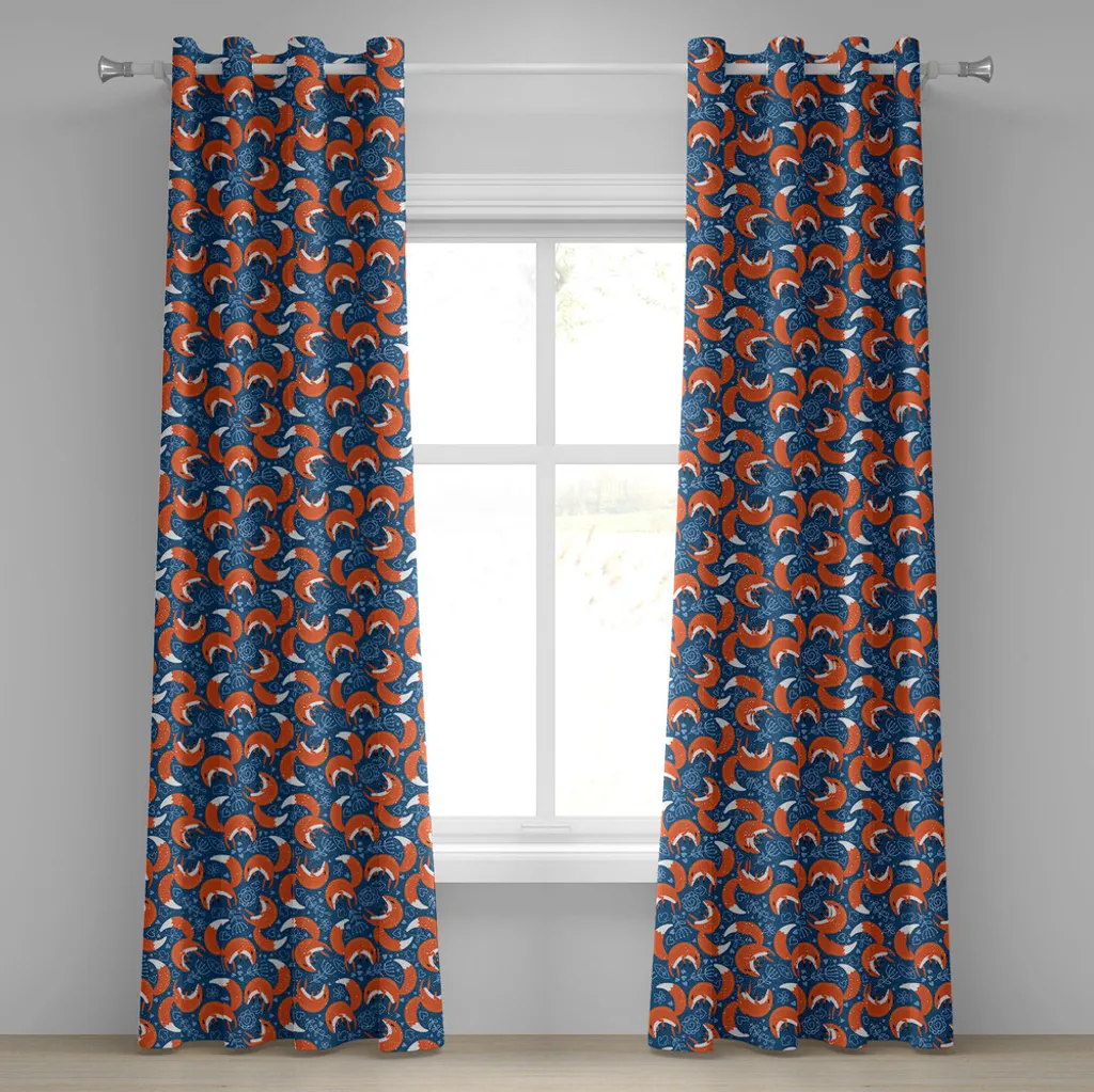 Paire de rideaux occultants décoratifs motif animaux forêt 280x175