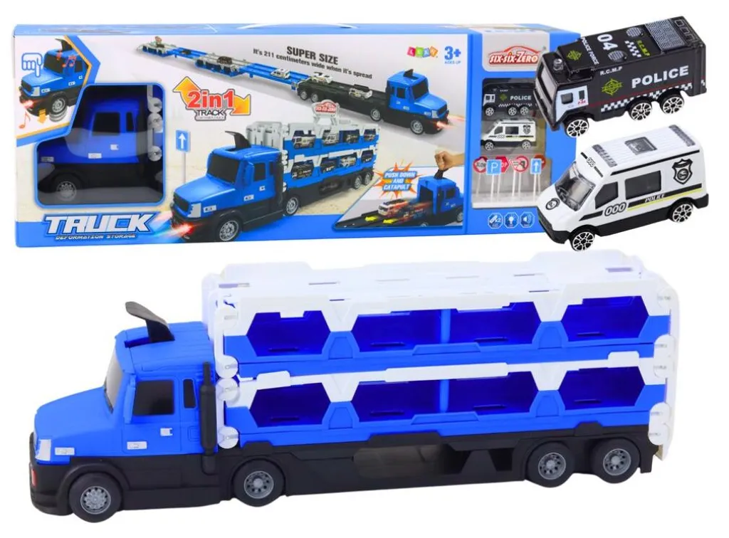 Circuit de course voiture avec remorque son et lumière pliable pour enfant
