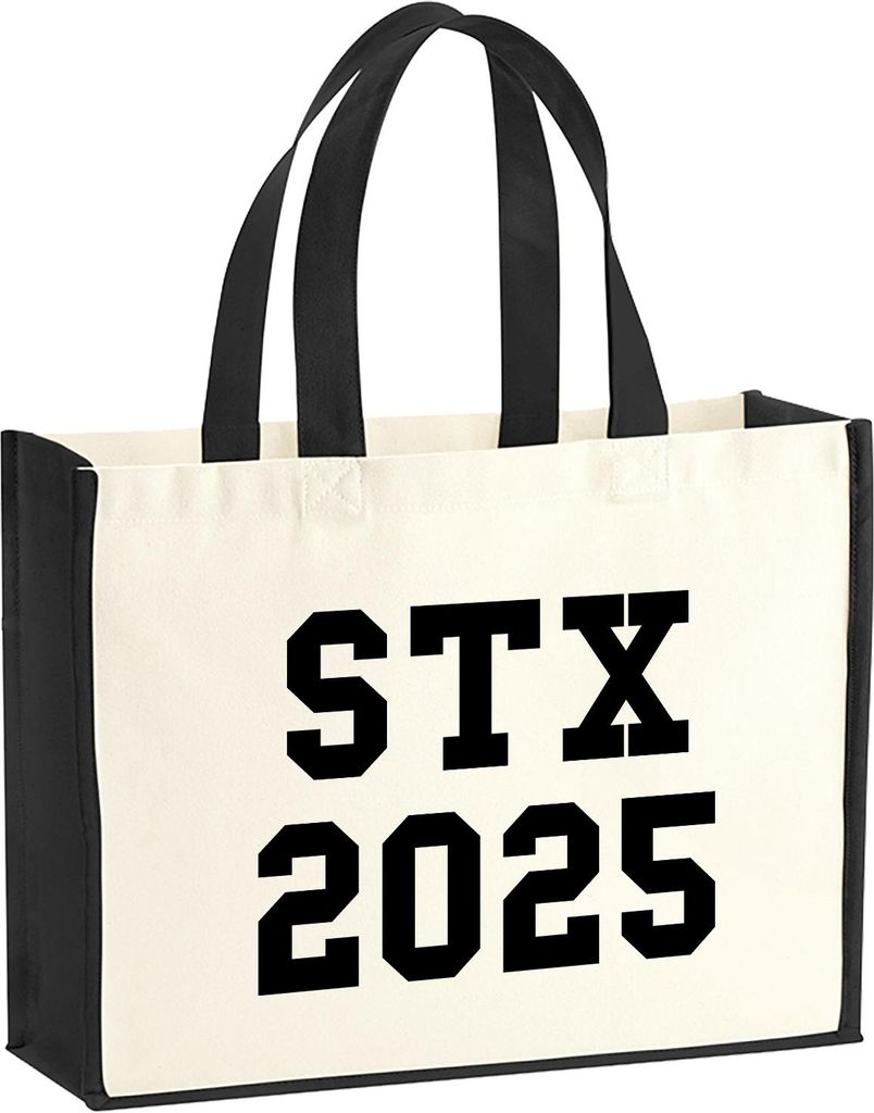 Huuraa Jutetasche STX 2025 Abschluss Dänemark 21 Liter Black Jute und Baumwolle Einkaufstasche Geschenkidee