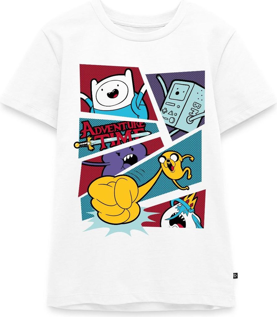 Spreadshirt Adventure Time Mit Finn Und Jake Comic Felder Teenager Premium T-Shirt, 146/152 (10 Jahre), Weiß