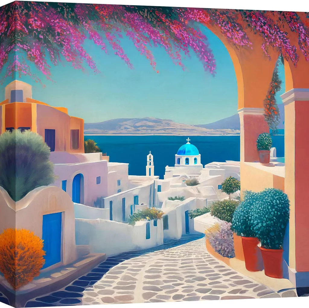 Stampa Artistica Mare Grecia 40x40 - Hernan Navarro Quadro Tela