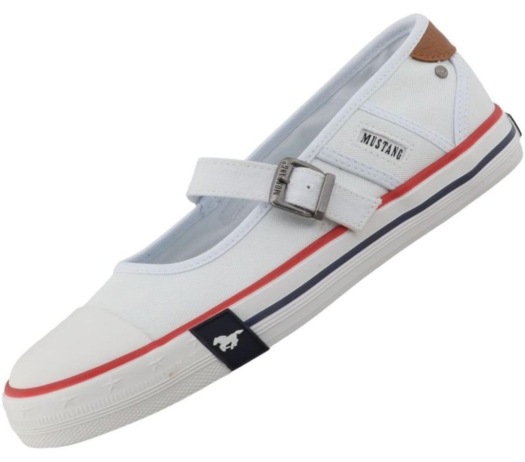 Mustang Damen Canvas Ballerina Weiß