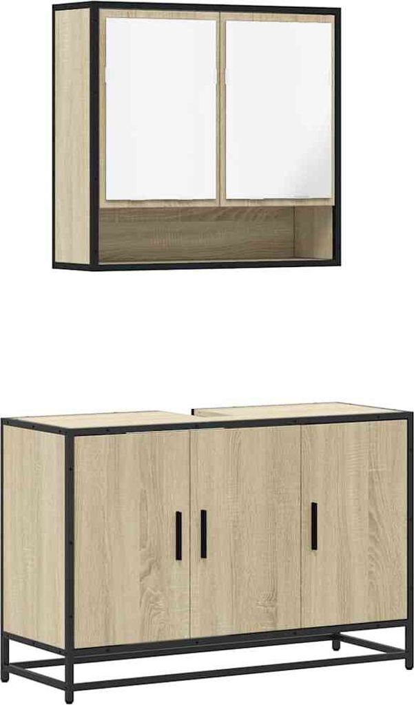 2-tlg. Badmöbel-Set Sonoma-Eiche Holzwerkstoff