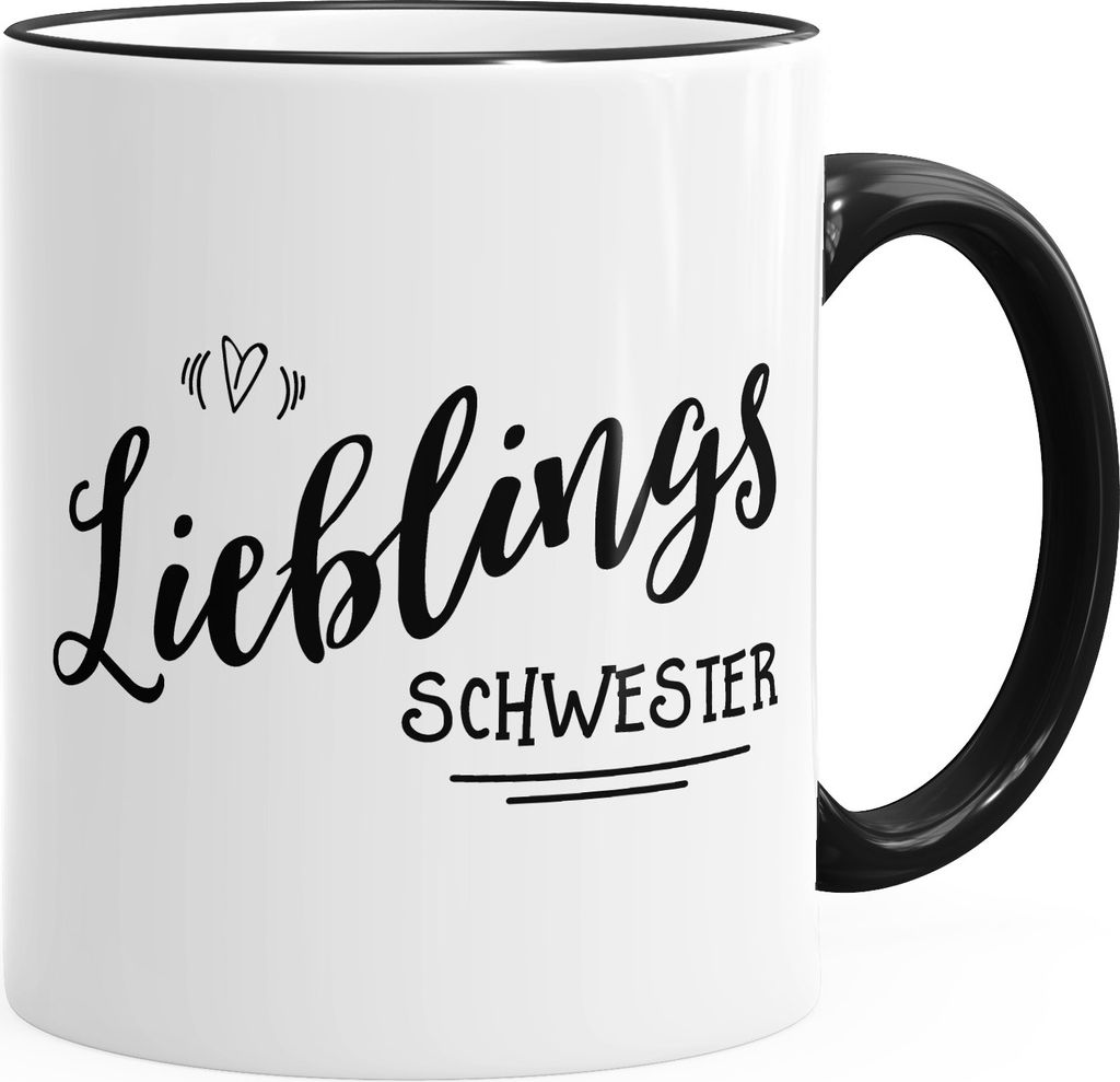 Geschenktasse Kaffeetasse Lieblingsschwester Geschenk Schwester Familie Geschwister Lieblingsmensch MoonWorks Tasse Farbrand schwarz unisize