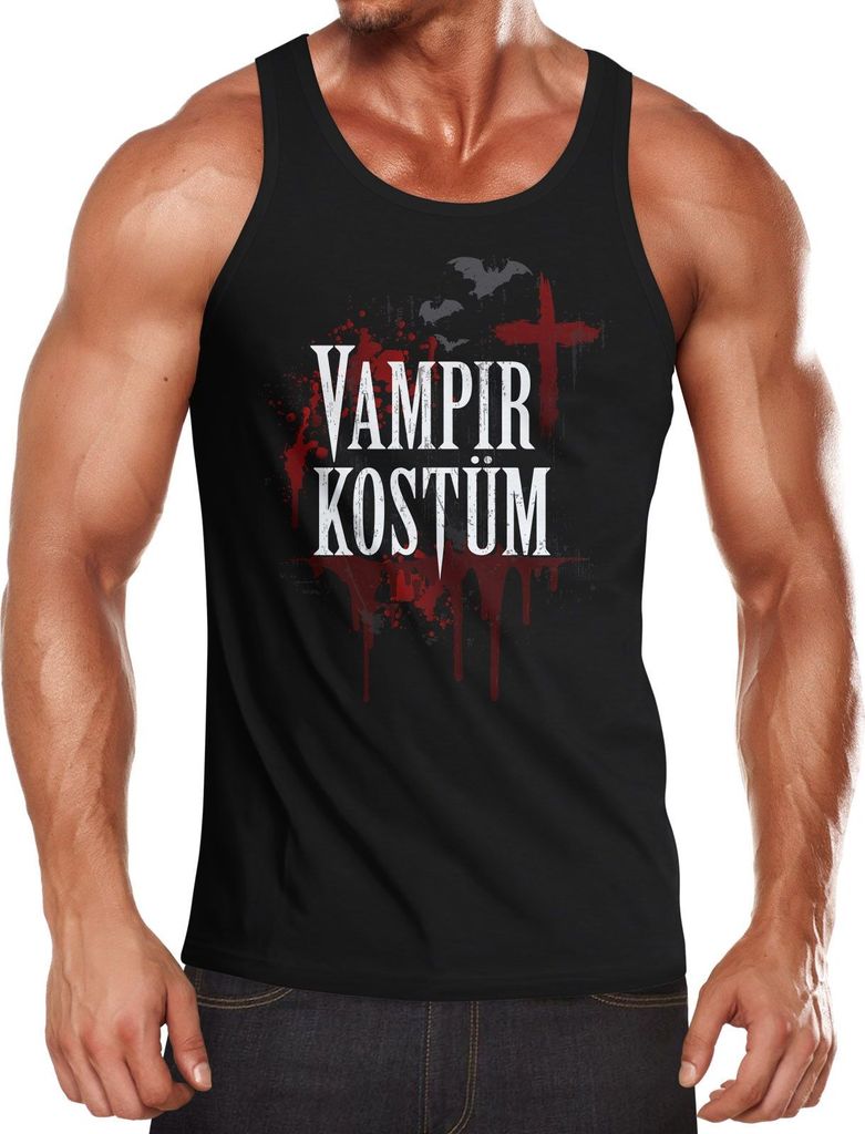 Herren Tanktop Vampir-Kostüm Faschings-Shirt Halloween Karneval Fastnacht Fun-Shirt Kostüm-Shirt Moonworks schwarz L