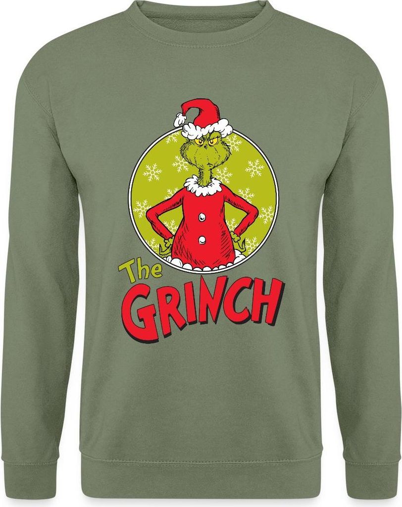 Spreadshirt Der Grinch Logo The Grinch Uni Pullover, M, Armeegrün