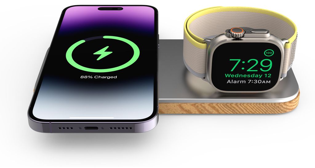 Cubenest 2in1 Magnetisches kabelloses Ladegerät Kompatibel mit MagSafe Technologie - Schnellladefunktion Kompatibel mit Apple Watch 7-9 und Ultra 1-2