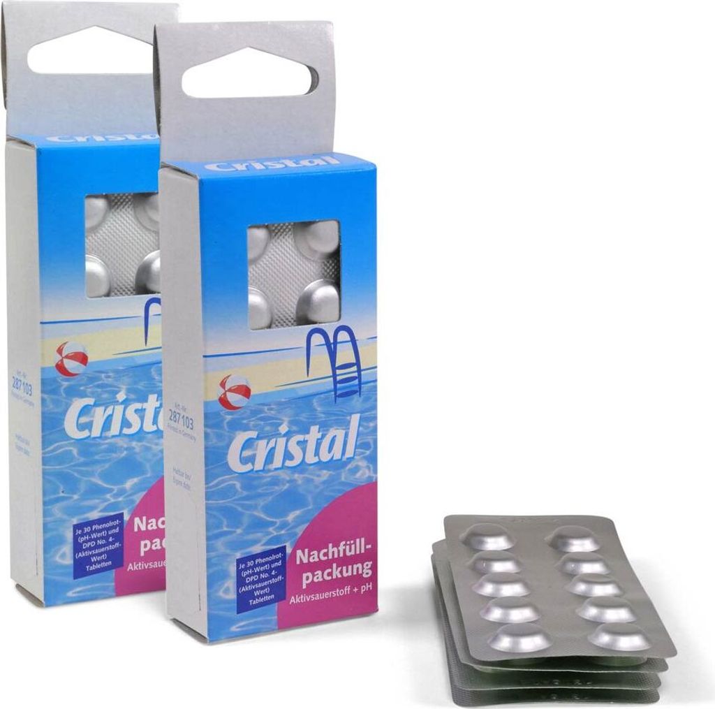 CRISTAL 2er Pack Ersatztabletten Sauerstoff + pH (4x 30 Stk.)