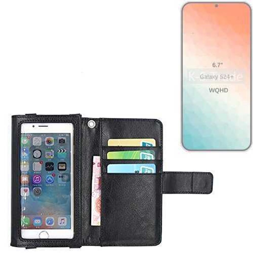 K-S-Trade Handy Hülle Schutz Hülle Kompatibel mit Samsung Galaxy S24+ Case mit Displayschutz / Schutzfolie Flip Cover Wallet case Etui Hülle