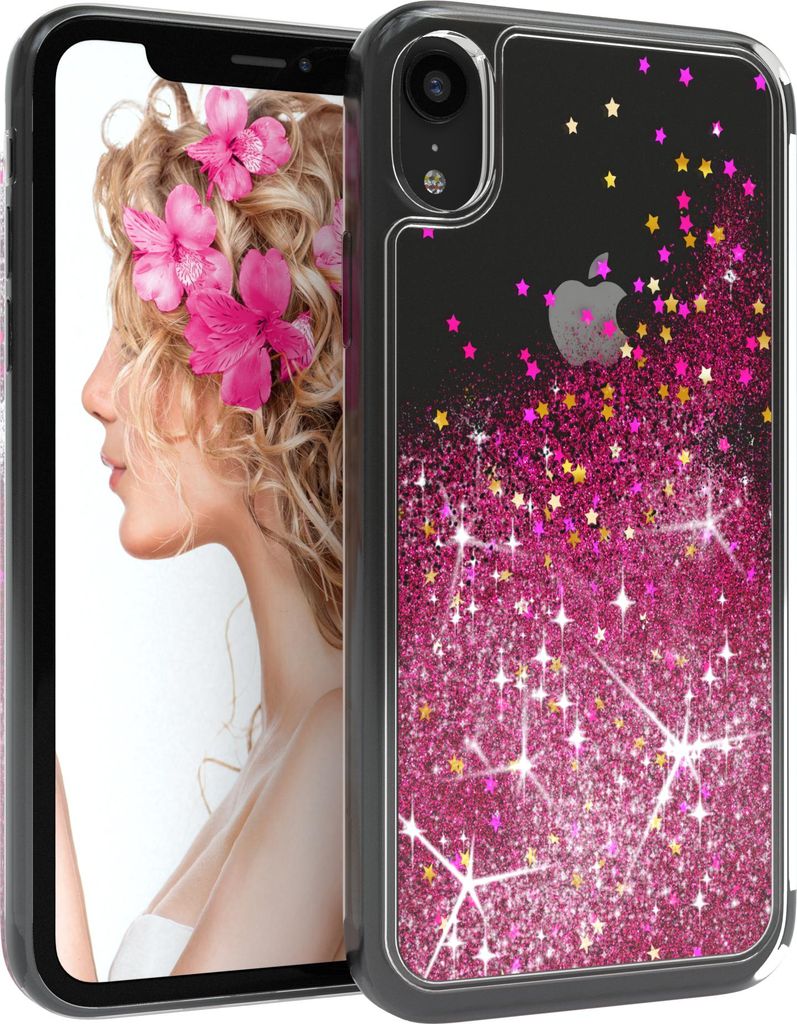 EAZY CASE - Glitzer Hülle kompatibel mit Apple iPhone XR Glitzer Schutzhülle, Soft Case, Backcover Transparent mit Motiv