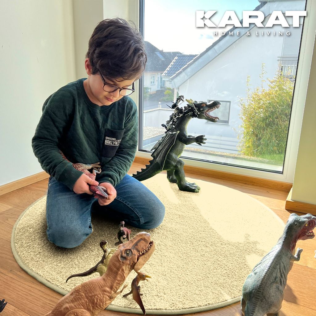 Kinderspielteppich Crocodile Rund viele Farben & Größen Creme 160 cm Durchmesser