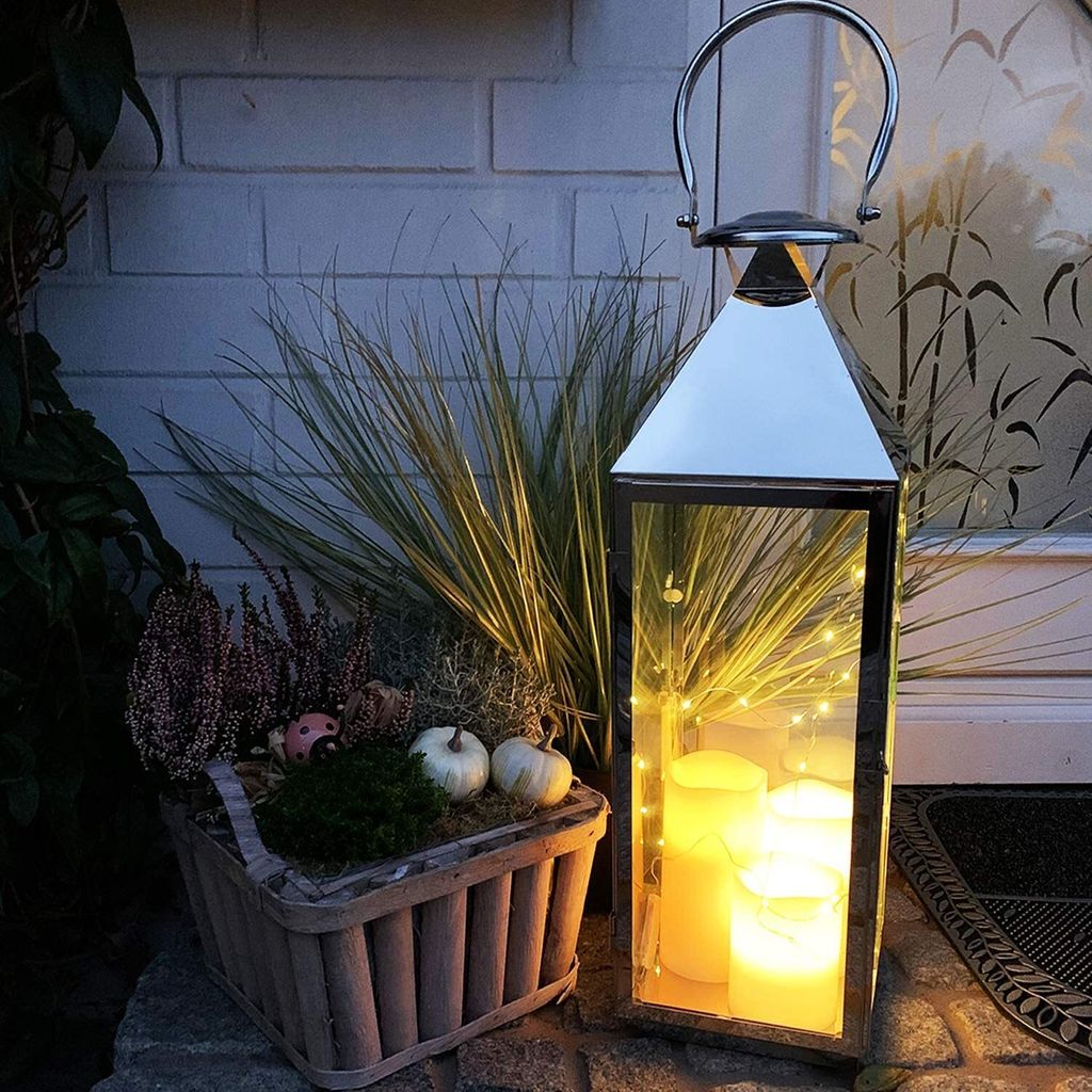 XXL Edelstahl-Laterne Gartenlaterne Windlicht 54cm Produktbild 1