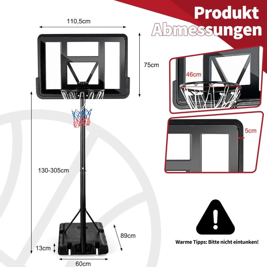 Panier de basket réglable 305cm : solution stable et mobile pour extérieur