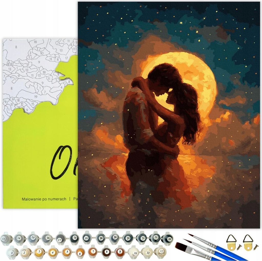 Malen nach Zahlen Erwachsene Menschen Liebe Mondnacht 50x40 Produktbild 
