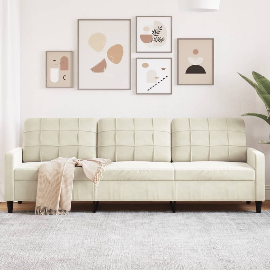 Möbel 3-Sitzer-Sofa Creme 210 cm Samt - Klassische Sofas 4007652