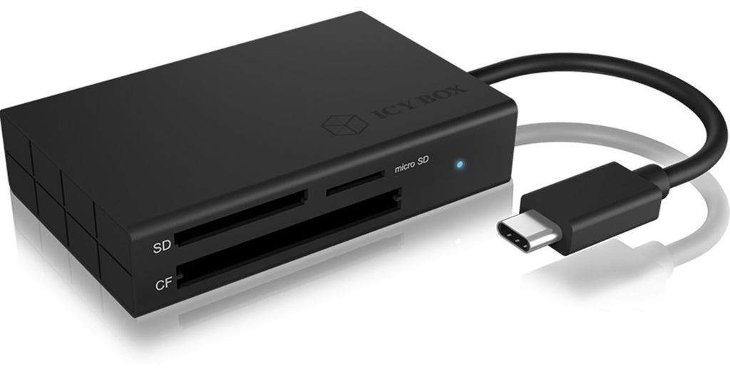 ICY BOX IB-CR401-C3, Type-C USB 3.2 Gen 1 Kartenleser (CF, SD 4.0, micro SD 4.0), UHS-II, mit USB 3.2 Gen 1 Type-C Hostanschluss, CF, MicroSD (...