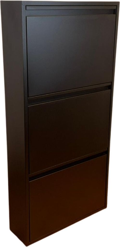 B&W Schuhschrank / Schuhkipper 3 Klappen Metall montiert, Farbwahl:Schwarz