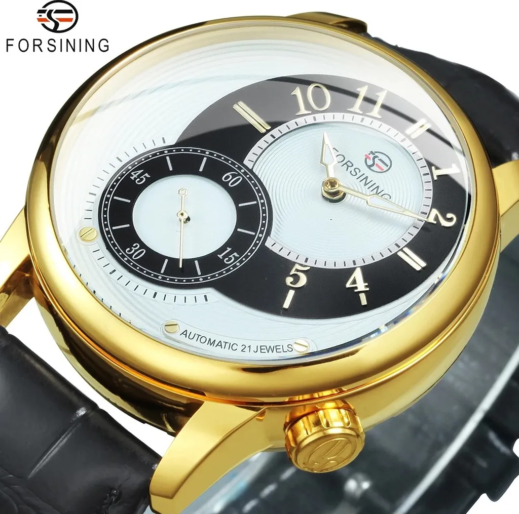 Montre Homme pour Cérémonie et Business - FORSINING Chic Noir Doré