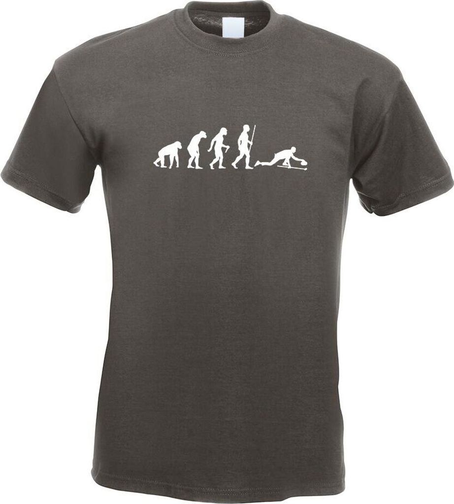Kiwistar - T-Shirt - Graphit - Curling Spieler Evolution Motiv Bedruckt Funshirt Design Print - mit Motiv Bedruckt - Funshirt Design - Sport - Frei...