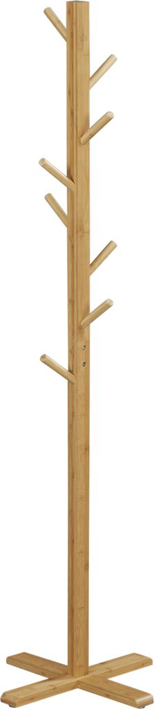 HOMCOM Garderobenständer aus Bambus, Kleiderständer mit 8 Haken, Garderobe, Jackenständer für Flur, Schlafzimmer, Hüte, Natur, 49,5 x 49,5 x 1...