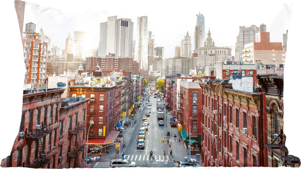 MuchoWow Zierkissen Sofakissen Wohnzimmer Dekokissen 50x30 cm Die Straßen von New York - Wohnzimmerdekoration - Polster mit Photo
