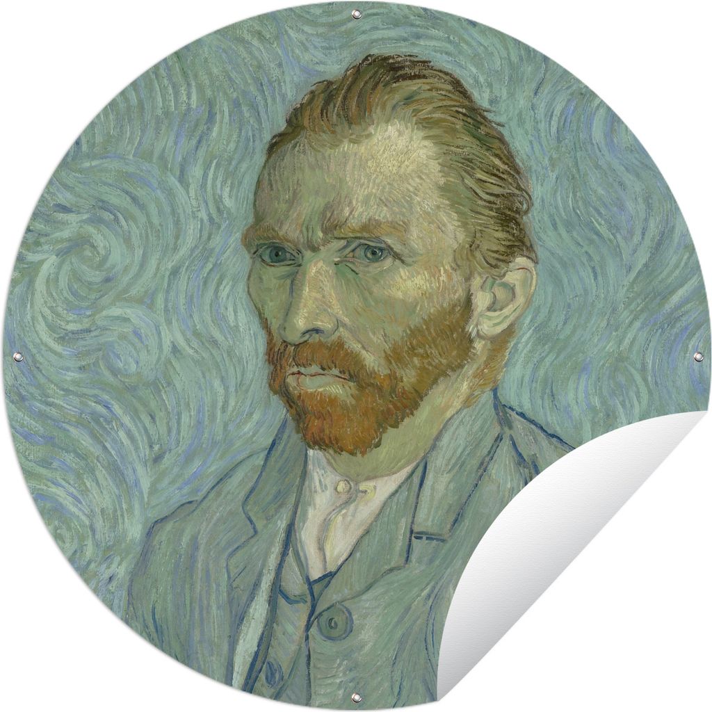 MuchoWow Gartenposter Outdoor-Poster Rund Selbstporträt - Gemälde von Vincent van Gogh Ø 150 cm Gartendeko Rundes Poster draußen