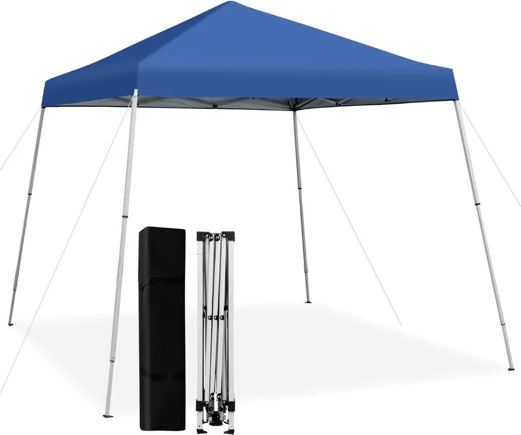 Gazebo 3x3 Blu per Campeggio: Tenda Pieghevole con Borsa e 3 Livelli