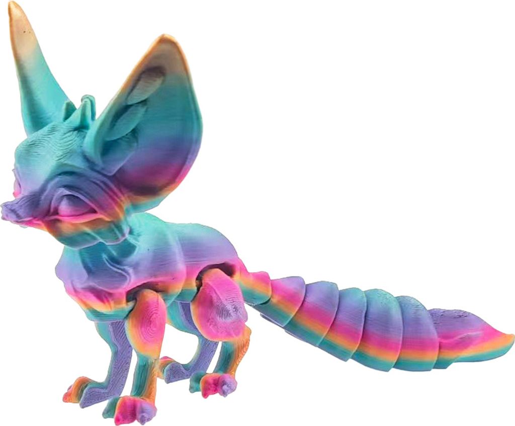 3D-gedruckte Fuchsfigur mit beweglichem Schwanz und Gliedmaßen – Stressabbauendes Fuchsspielzeug für alle Altersgruppen – Schreibtischdekoration