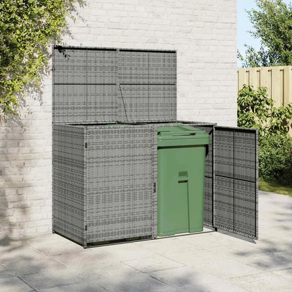 vidaXL Coffre à poubelles 2 tonnes en polyrotin anthracite 148x77x111 cm
