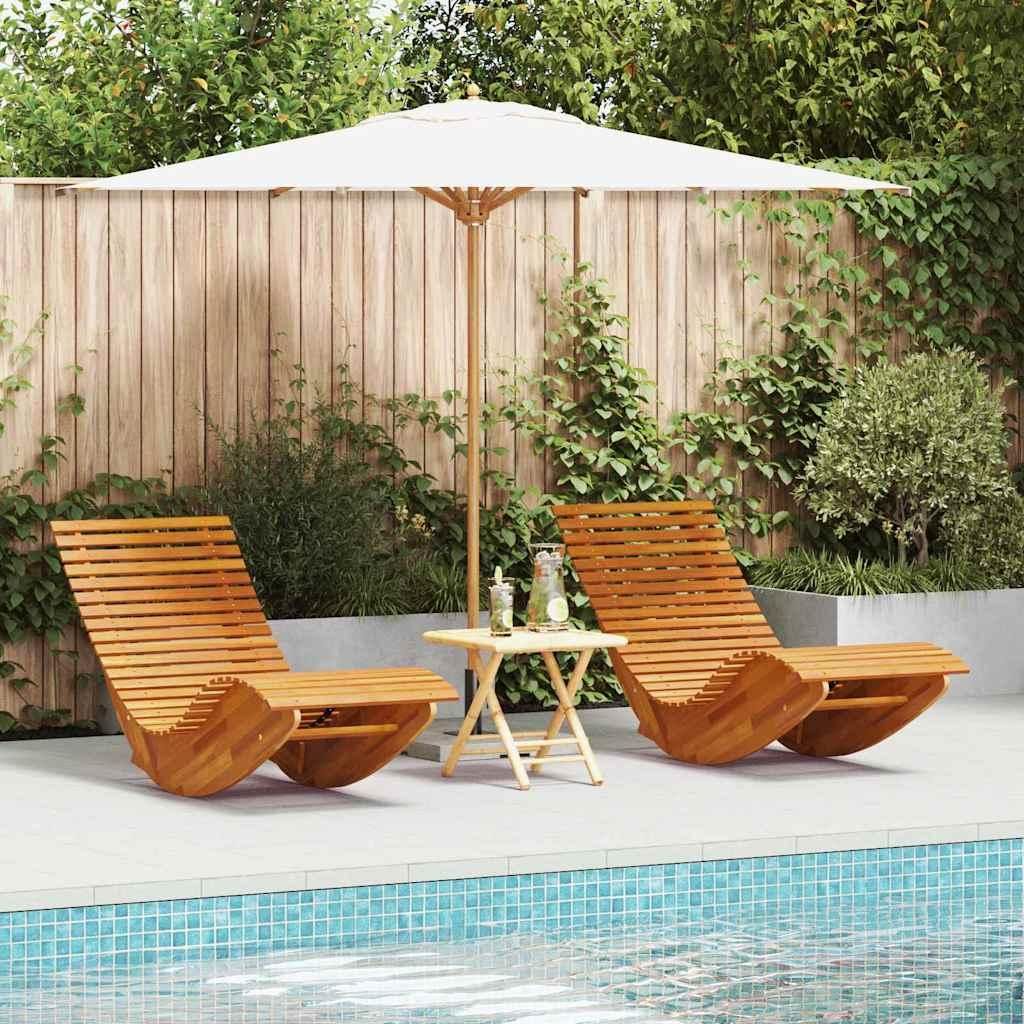 "im Angebot" Liege 2-Person 2 pcs Braun 154x60x74 cm Massivholz Akazie - Gartenliegen CC18590