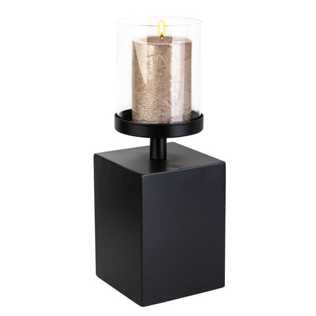 Windlichtsäule schwarz - ca. 10 x 10 x 20/30 cm