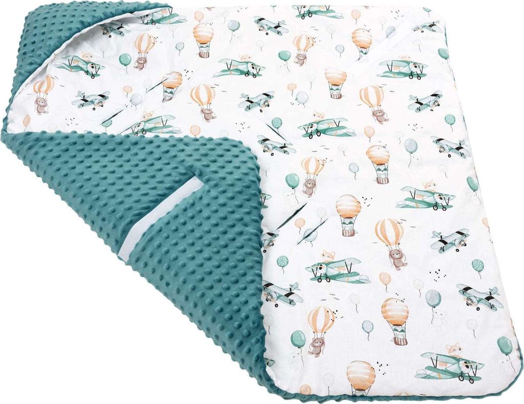 JUKKI® Baby EINSCHLAGDECKE 90x90 cm MINKY mit Kapuze Produktbild 4
