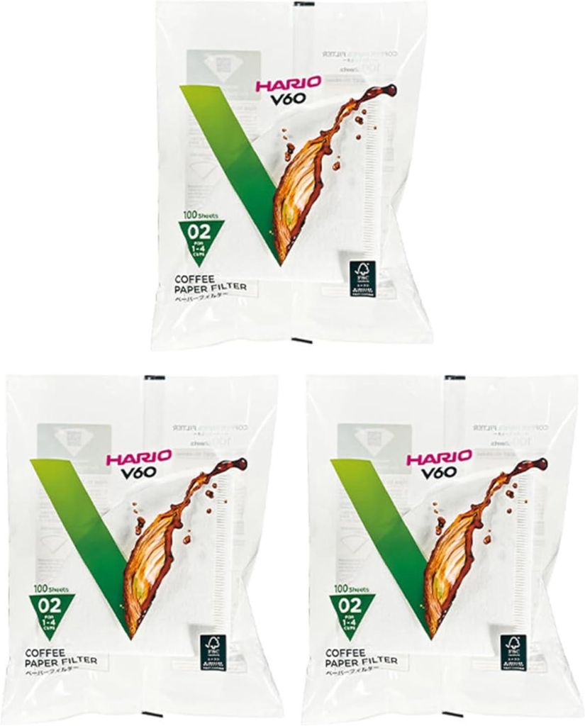 Hario V60, tamaño 01, tres paquetes de 100 filtros de papel Imagen del producto 