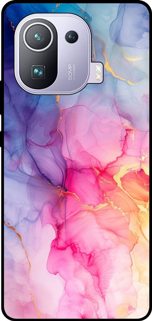 Smartphonica Handytasche geeignet für Xiaomi Mi 11 Pro mit Marmordruck - TPU zurück Abdeckung Fall Marmor Design - Regenbogen