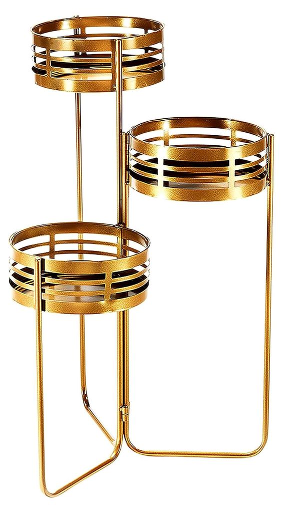 Pflanzenständer Blumentreppe - Gold - Metall - 3 Etagen - 48x48x70 cm