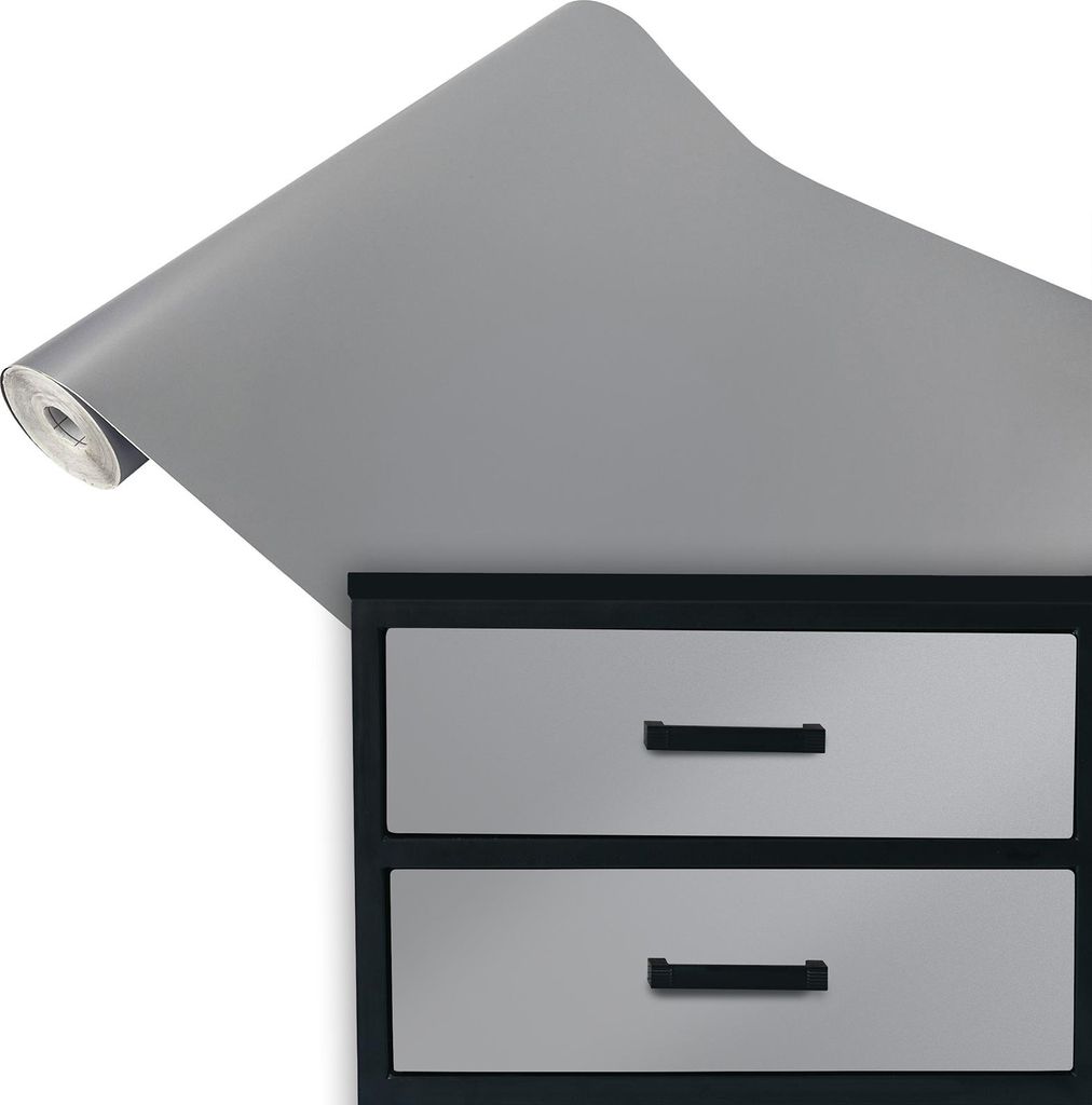 Klebefolie Möbel 45x100 cm - Silber/Grau Matt - Selbstklebende Möbelfolie in modernen Unifarben - Folie für Möbel zur einfachen Renovierung von...