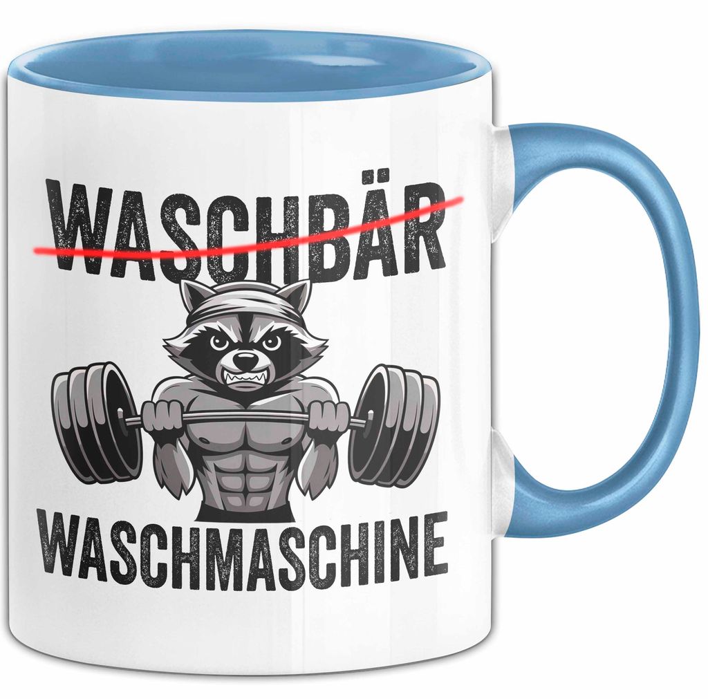 Waschbär Tierliebhaber Tasse Geschenk Lustige Geschenkidee Spruch Waschbär Waschmaschine (Blau)