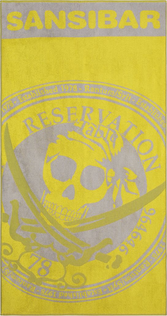 Sansibar Strandlaken Reservation Design Badetuch Saunatuch Handtuch, 100x180 cm, gelb