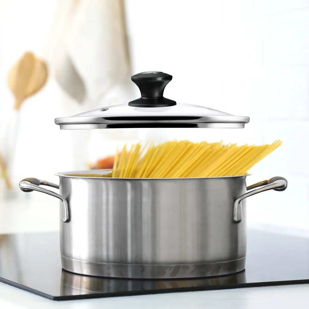 Coperchio Universale,Coperchio Pentola in Vetro Temperato, Bordo in Silicone Resistente al Calore, Adatto per la maggior parte delle pentole e padelle (24-26-28cm