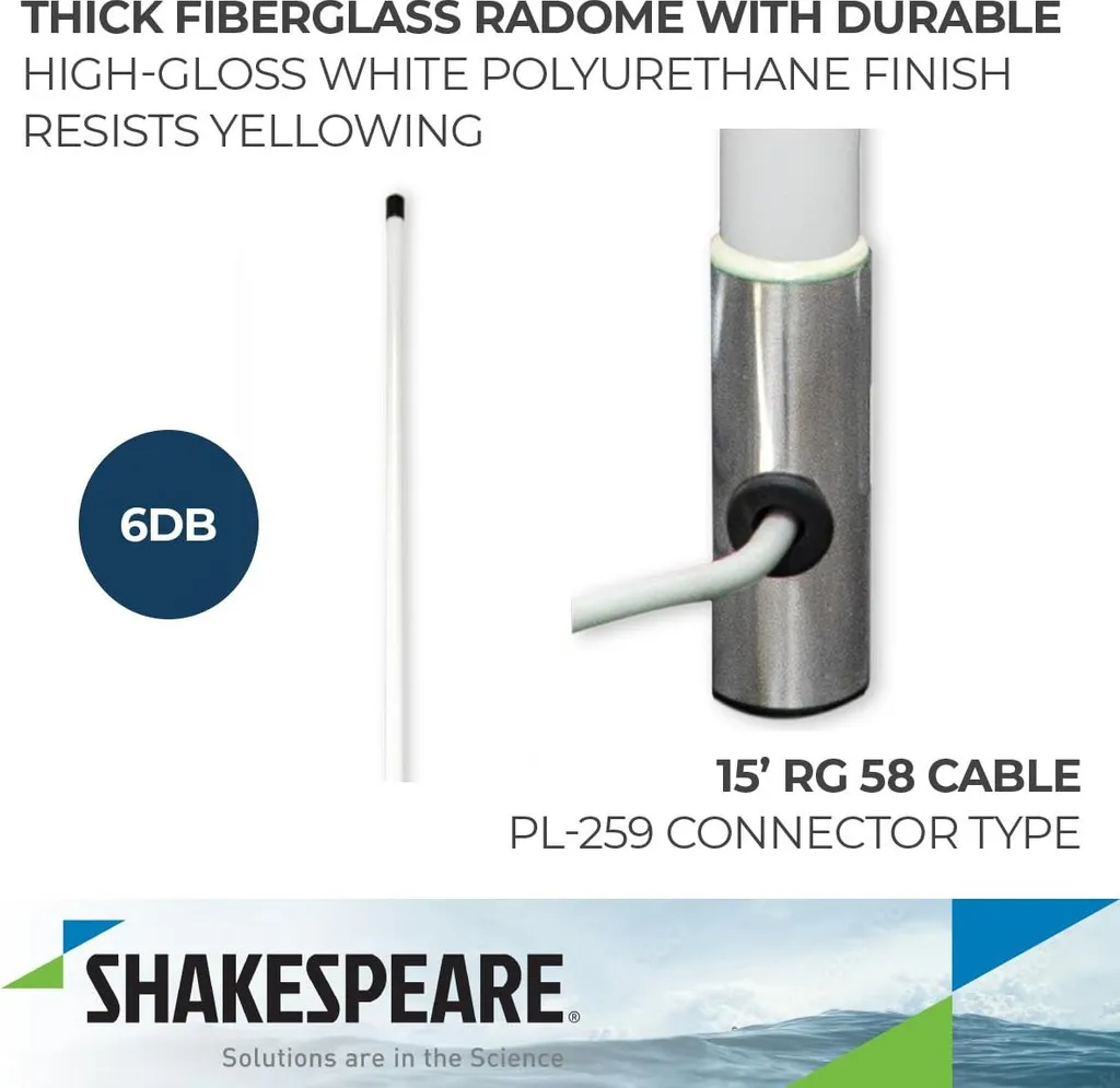 Antenna Shakespeare Galaxy 5235-XT AM/FM 2.4m Bianca - Alta Fedeltà Nautica