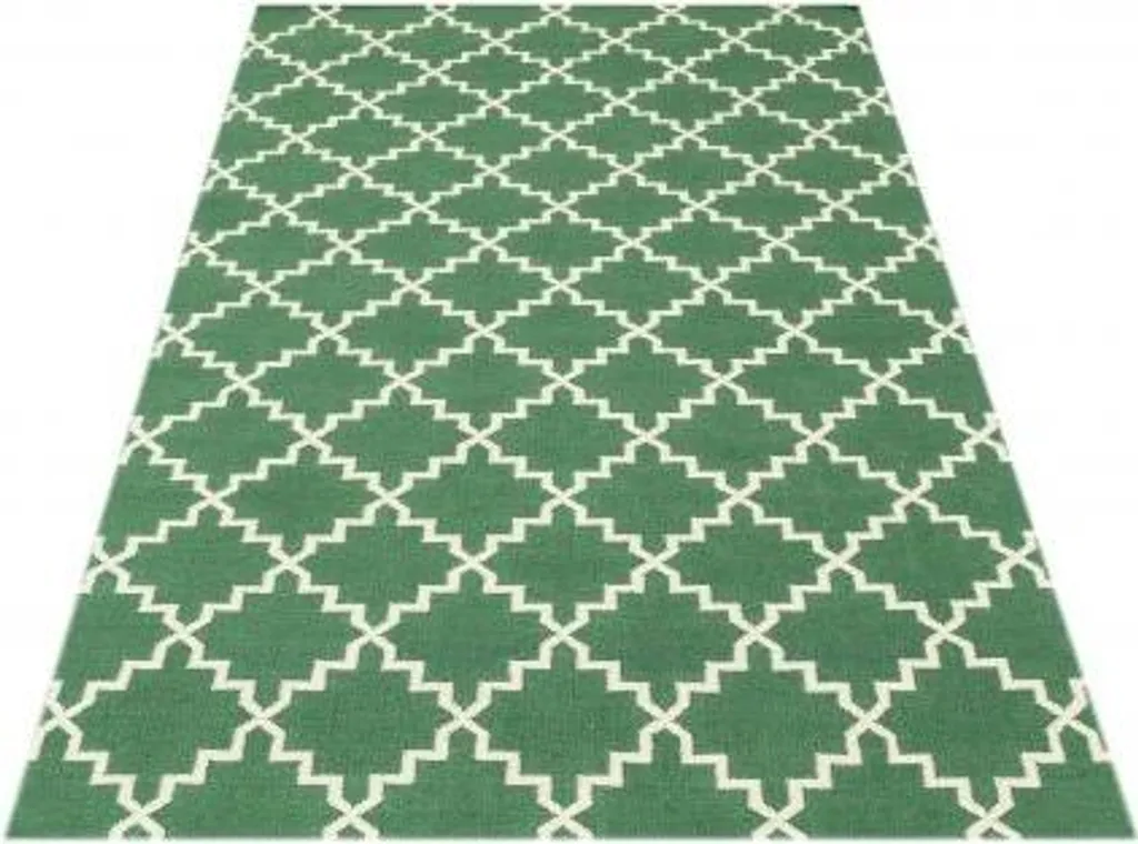 Tapis vert Kelim Eugenie 155x240 cm : finesse du tissage et ton naturel