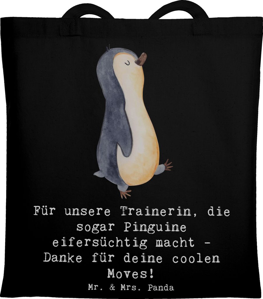 Mr. & Mrs. Panda Beutel Eiskunstlauf Trainerin - Schwarz - Geschenk, Tote Bag, Sportarten, dokumententasche, baumwoll shopper, Sprünge, Eisbahn, W...