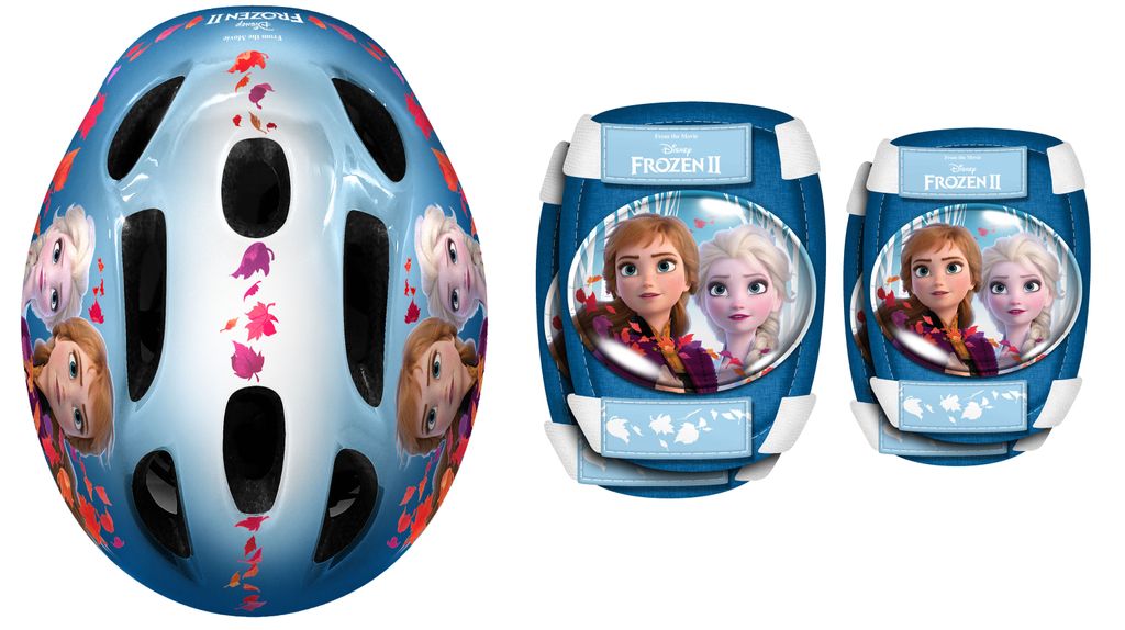 Frozen Eiskönigin Disney Kinderfahrrad Helm Knieschoner im Set 